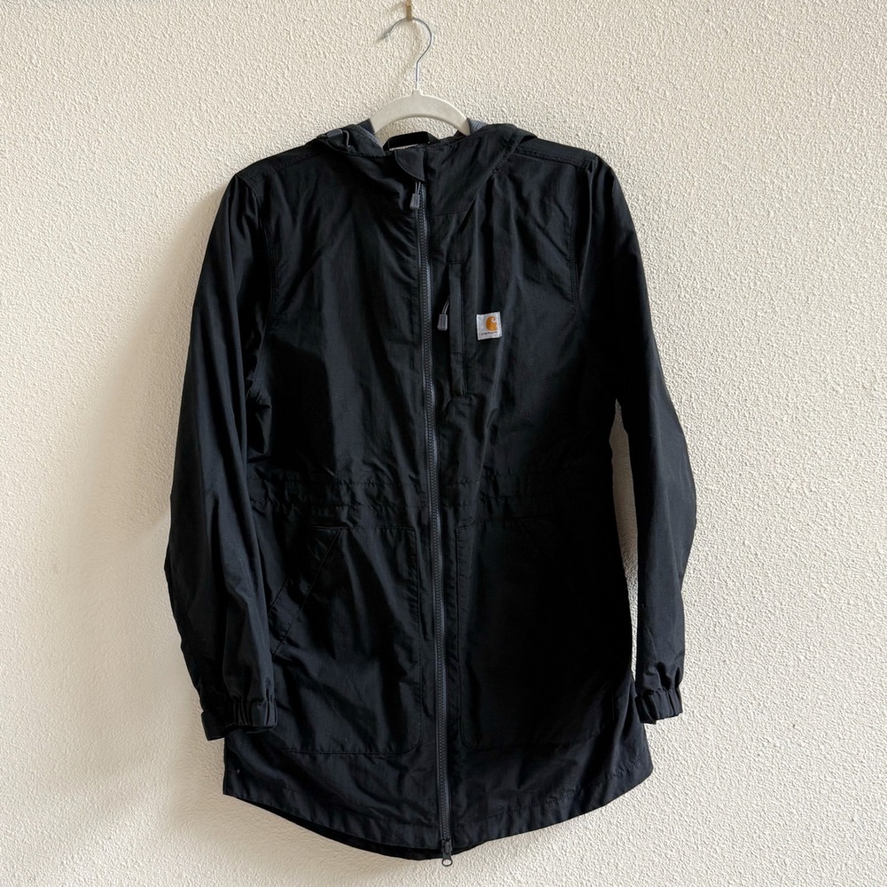 Carhartt Rain Defender Jacket Womens XS Black Excellent Hooded Full Zip 104221